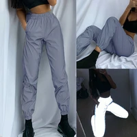 women sweatpant flash reflective pants joggers hip hop dance show party night jogger baggy trousers plus size odblaskowe spodnie