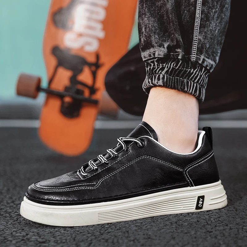 

CRLAYDK Fashion Sports Shoes Men Leather Breathable Sneakers Outdoor Driving Flats Waterproof Anti Slip Walking Casual Tennis