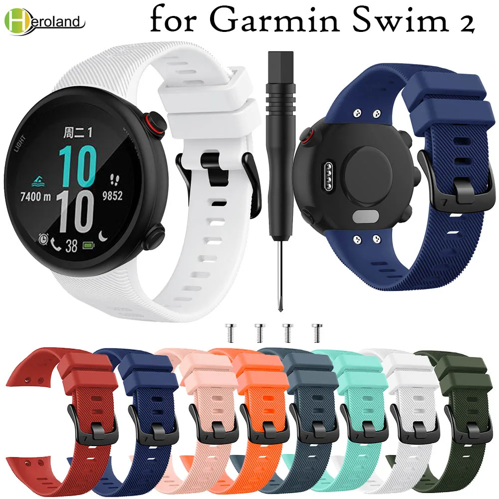 Replacement Watch Strap band for Garmin Swim 2 / Forerunner 45 soft Silicone Smart Wristbands Correa Bracelet +tool Wrist Strap