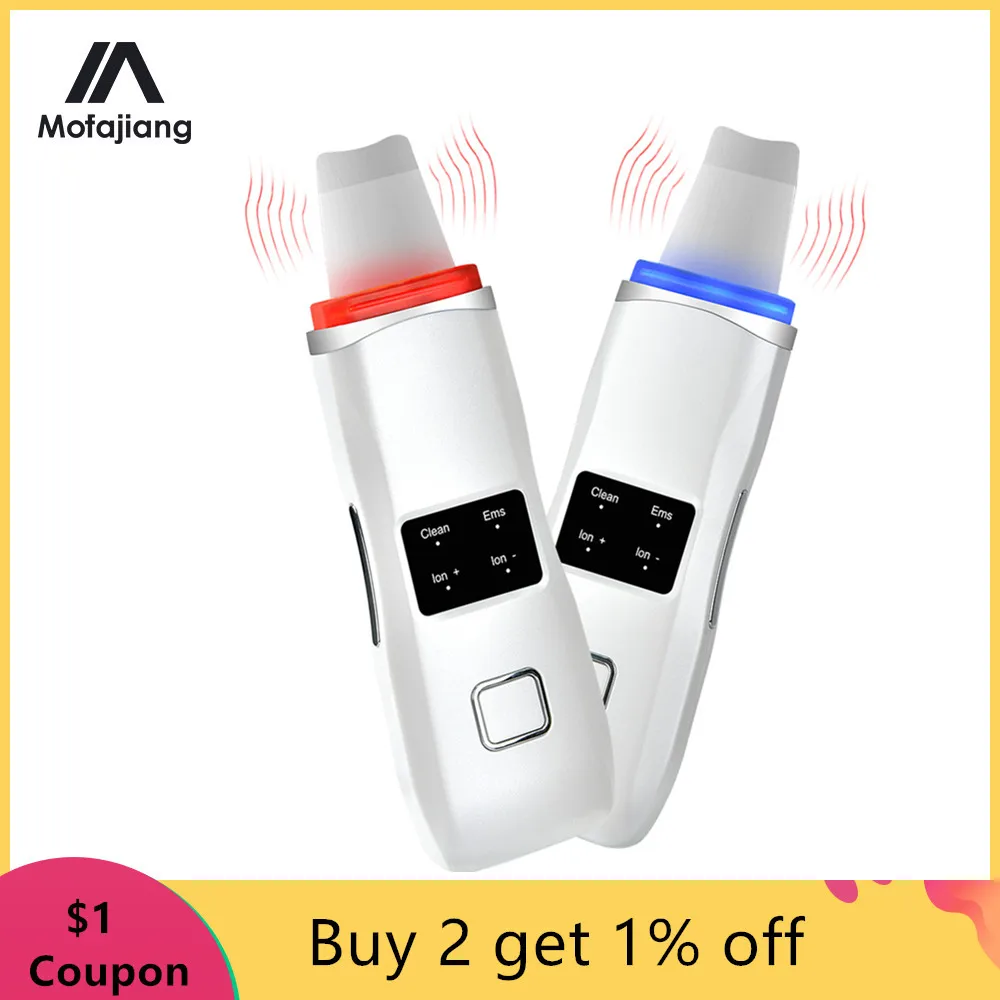 Светодиодный Фотон терапия ультразвуковой скребок для кожи лица очиститель