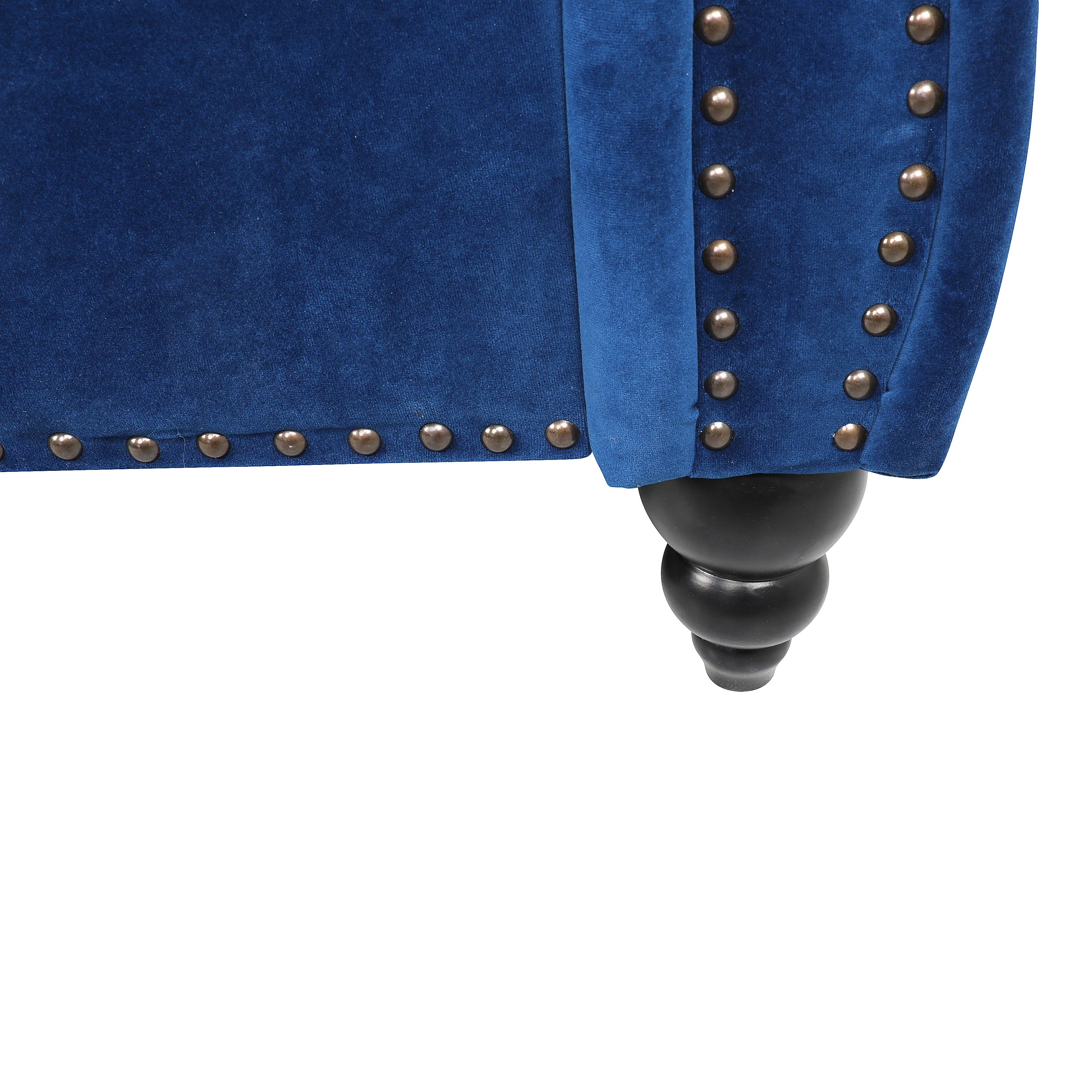 

3-Seater Living Room Sofa Rolled Arm Velvet Chesterfield Sofa 177x61x53CM Simple Assembly Blue[US-Stock]