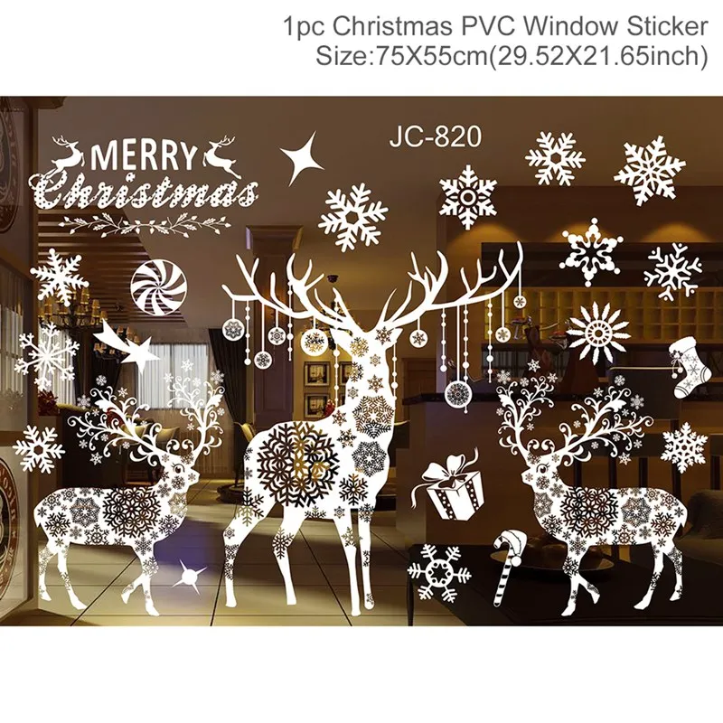 Window sticker 7 Новогодние наклейки на окно веселого Рождества Декор для дома Санта Клаус Наклейка на стену Рождественский орнамент Рождественский год подарки - Цвет: Window sticker 7