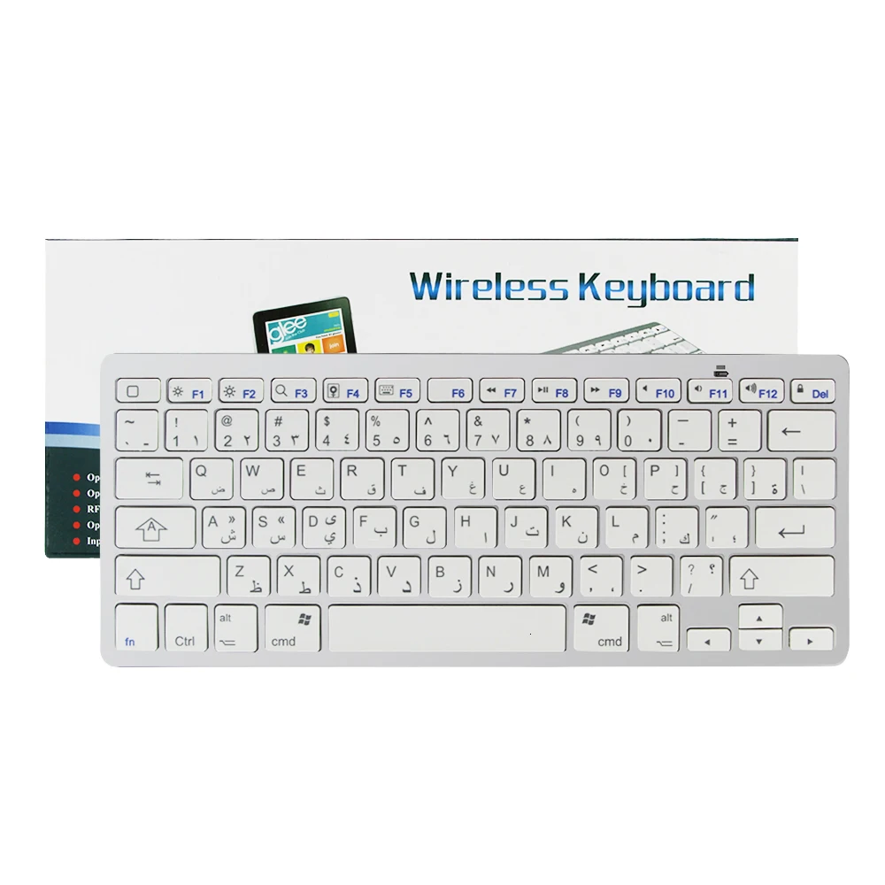 Bluetooth беспроводная Тонкая клавиатура для планшета, английский, русский, арабский, испанский, французский, немецкий, Мини Портативная Многоязычная клавиатура для ПК