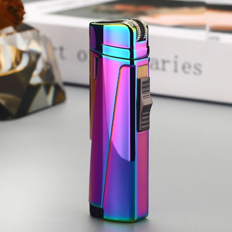

Gas Grinding Wheel Three Blue Flame Encendedores Windproof Lighter Portable Point Cigar Special Welding Torch Turbo Hqd Briquet
