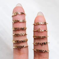 uilz minimalist thin gold 12 constellation finger open rings birthday friendship jewelry gift fashion custom rings for women
