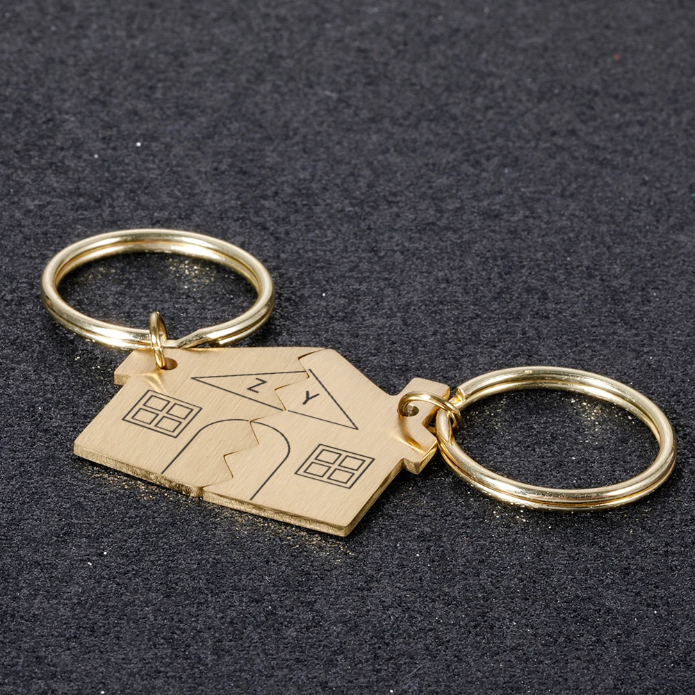 1pair new couple i love you lovers keychain warm house type couple key chain souvenirs valentines day gift built with love home free global shipping