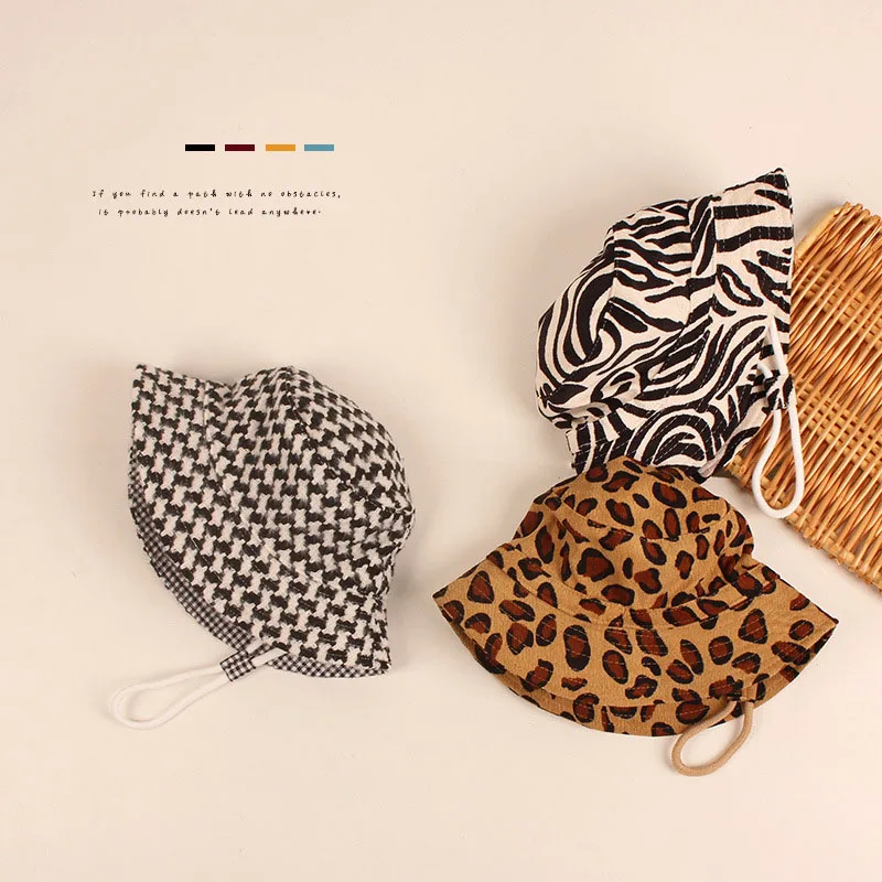 

Summer Children Bucket Hat Boys and Girls Leopard Print Fisherman Hat Children Sun Hat Baby Beach Hat Sunscreen Fisherman Hat