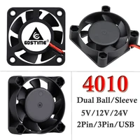 10 pcs lot cooler 40x40x10mm 4010 2pin 3pin dupont usb 5v 12v 24v 40mm 4cm dc computer case brushless cooling fan ball sleeve