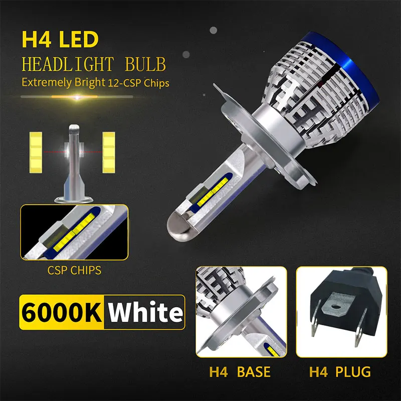 Мотоцикл LED 6000K фары лампы фар Противотуманные L12-H4/9003 Hi/Lo луч для Honda Goldwing 1500 1988-1997