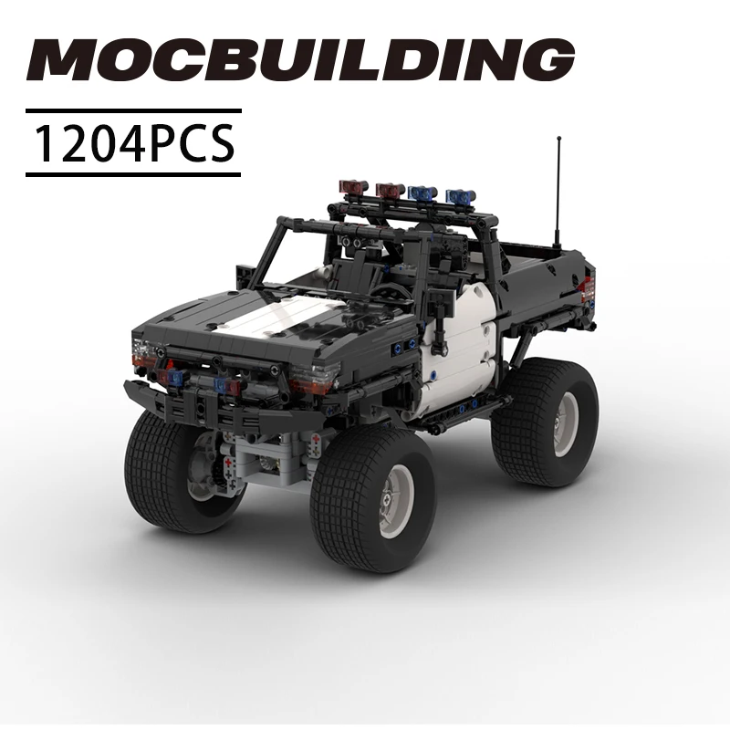 

High-tech Mechanical vehicle MOC Police Pickup 4x4 RC Creator expert Electric vehicle model Toy gift with motor bricks device