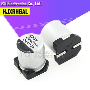 10 шт. электролитический конденсатор с алюминиевой крышкой, 16v220uf 6,3*7,7 мм SMD алюминиевый электролитический конденсатор с алюминиевой крышкой, 220 мкФ 16v