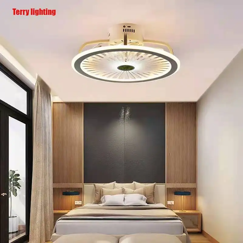 

Modern intelligent ceiling fan creative remote LED lamp bedroom living room dining room controller 3-color led ceiling fan lamp