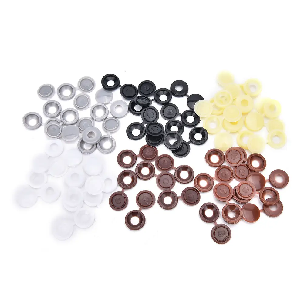 

200Pcs Hinged Plastic Screw Cover Fold Snap Caps Button For Car Home Furniture Decor Nail Holes Hide Beautify Countersunk Screws