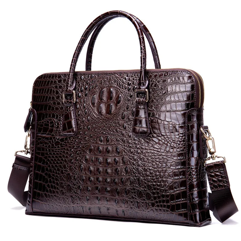 Alligator Bag For Men's Briefcase Genuine Leather Office Satchel Bag Men's Crocodile Pattern Portable Tote For Document Bags