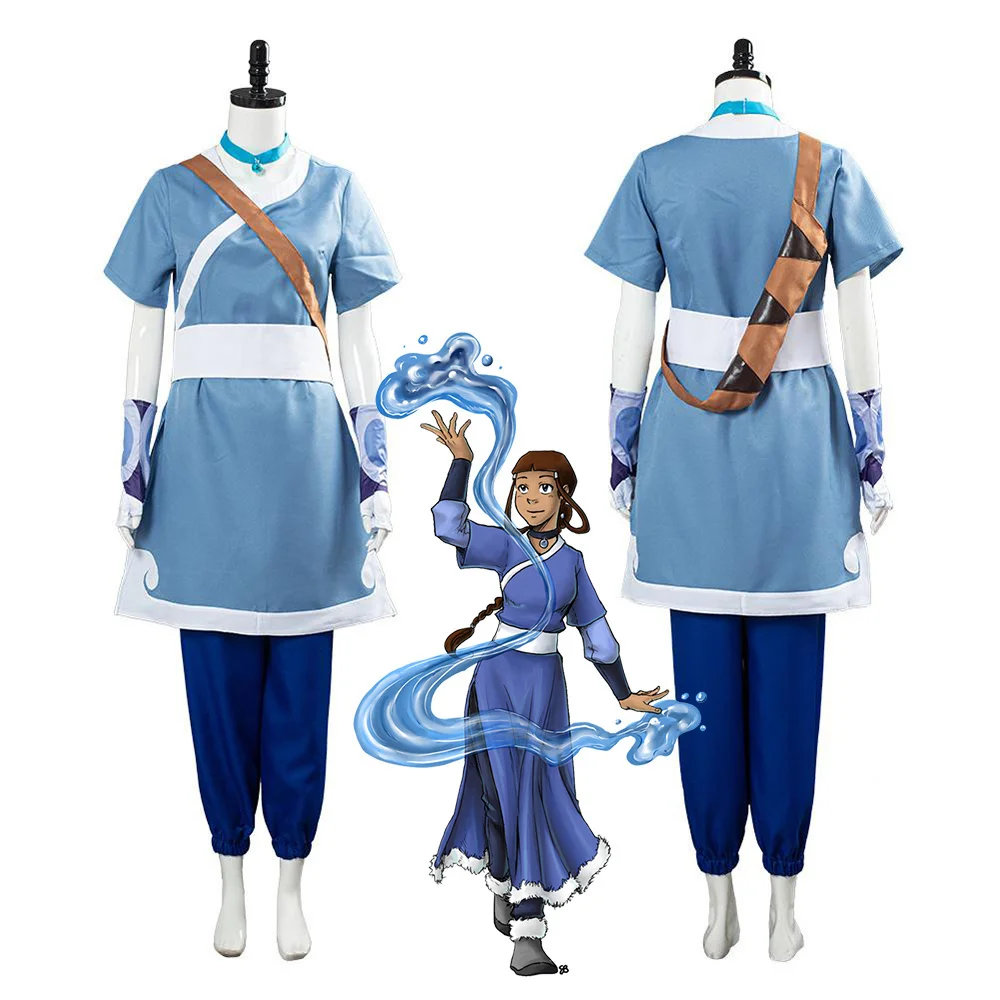 

Reneecho Adult Avatar : The Last Airbender Costume Katara Cosplay Blue Fancy Dress Suit Famous Cartoon Cosplay