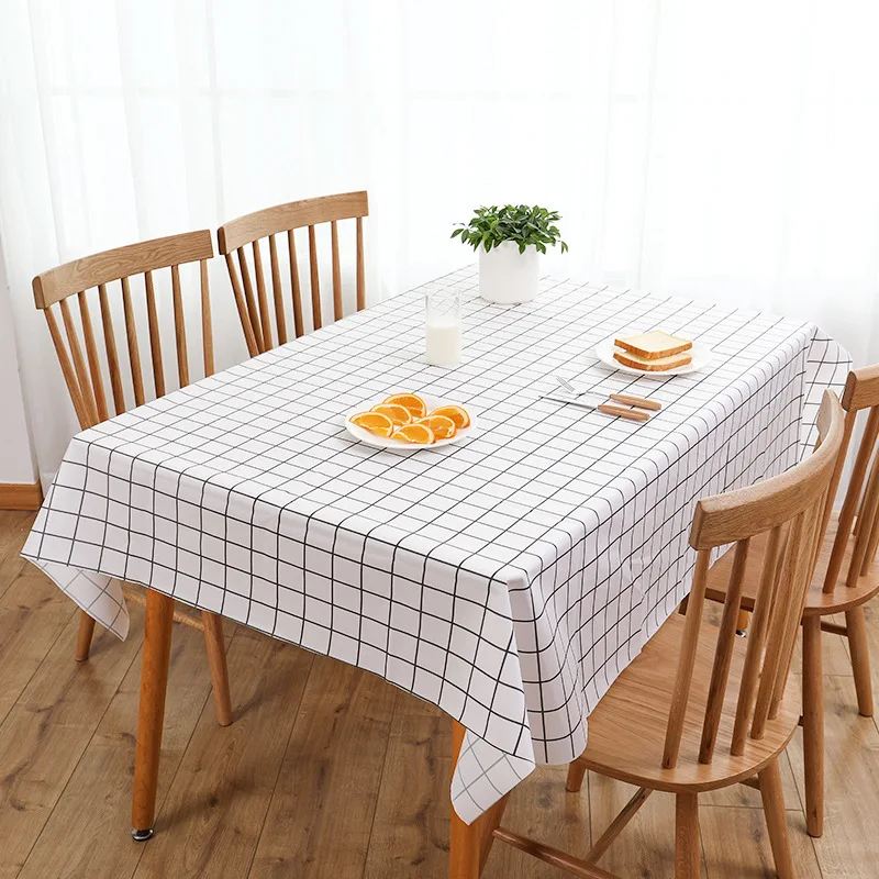 

Check table cloth waterproof and oil proof household rectangular small fresh and clean tablecloth Nordic wind