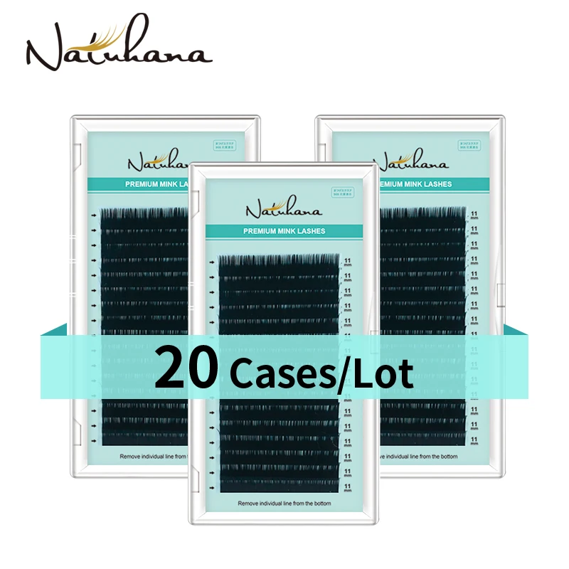 NATUHANA Wholesale Lashes 20Cases/Lot Natural Mink Single Eyelash Extension Premium Individual Fake False Eye Extension Makeup