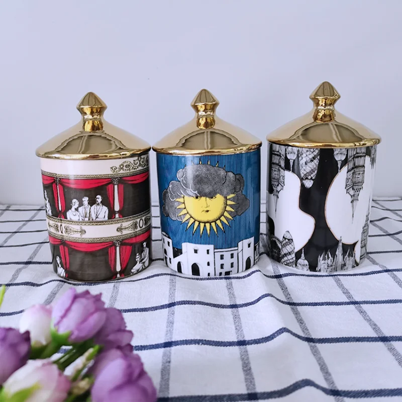 

Lady Face Candle Holders Home Decoration Handmade Ceramic Jar Flower Arranging Pots Jewelry Box Retro Human Face Cup Candelabra