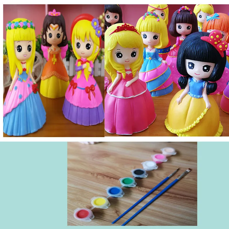 DIY Coloring Painting princess car dinosaur saving pot coin money box bank Drawing Graffiti Kids Children Toys dragon | Дом и сад