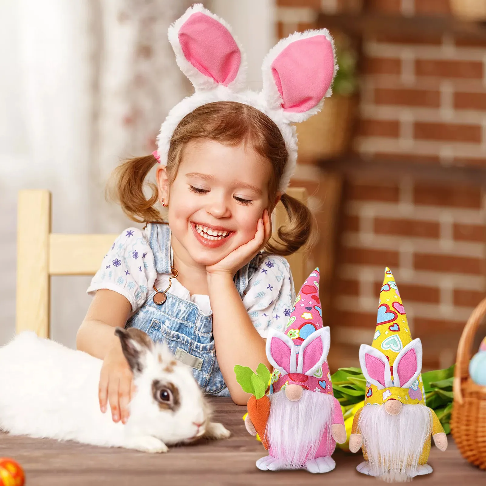 

2PC Easter Day Gnome Rabbit Faceless Doll Decorations Bedroom Desktop Game Interesting Toys Personalized gift Festival Gift