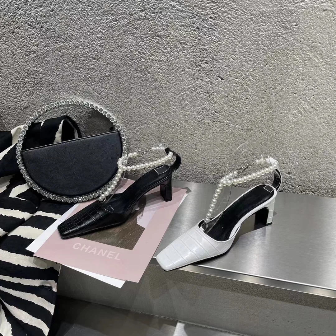 

Fashion Women Sandals High Quality Snake Printed Pearl Chain T Strap Elegant Summer Dress Shoes Party Sexy High Heels Sandals