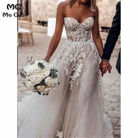 beautiful sheer lace wedding dresses sweetheart sweep train zipper back aline see through long bridal gown wedding dress