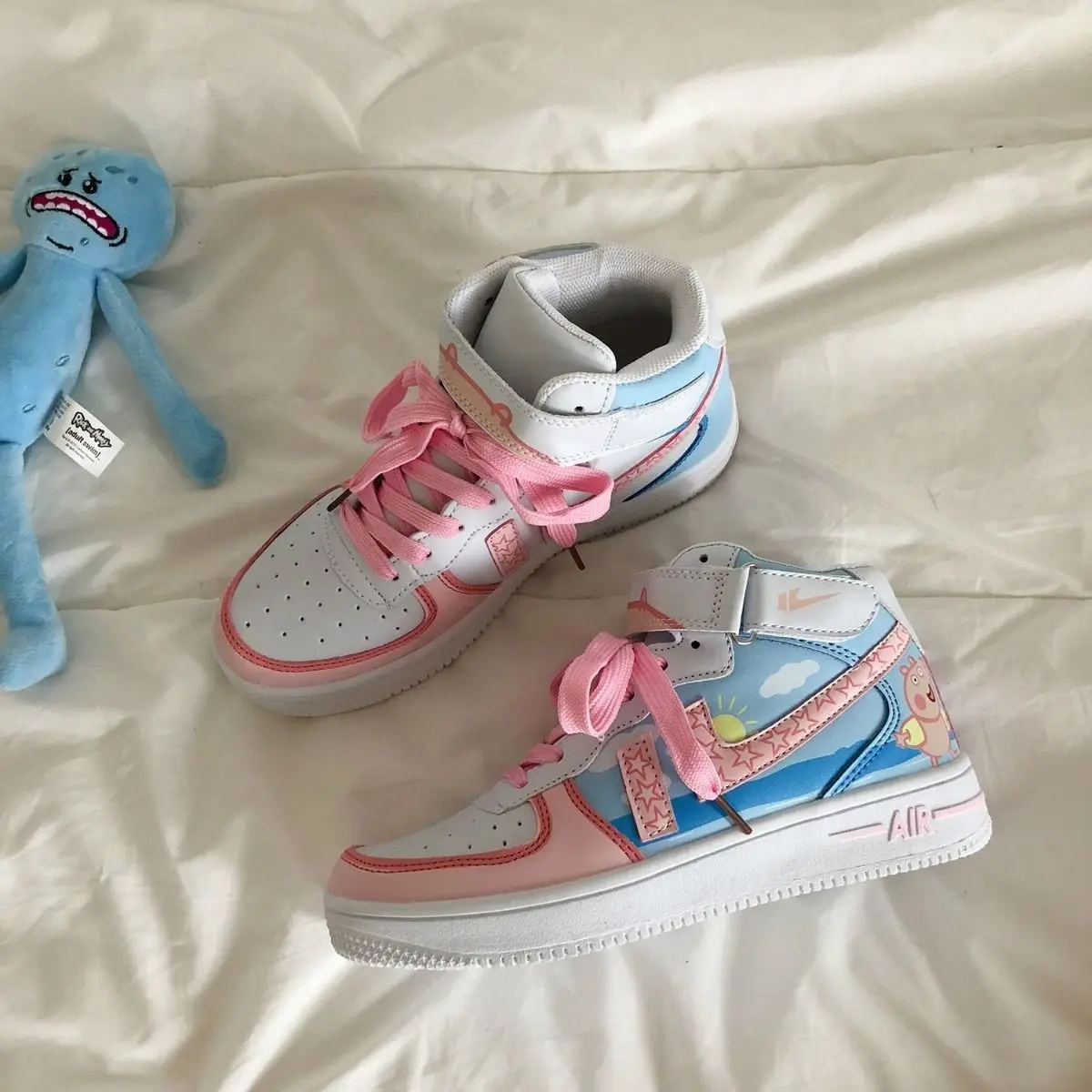 Высокий Верх мультипликационный баскетбольный обувь красивая высокая верхняя