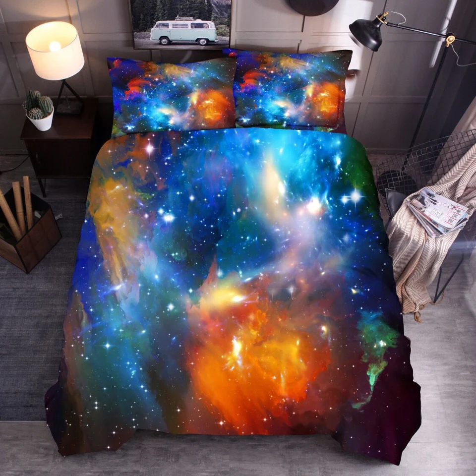 3D Звездная Галактика печатных постельное бельё один король Размеры одеяло s