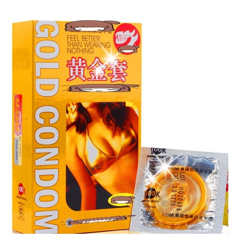 10 шт. Для мужчин Золотой презервативы гладкой смазкой прочный для полового члена