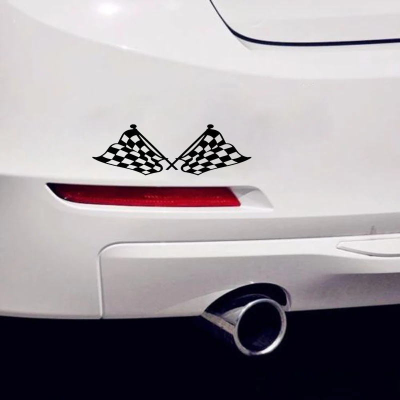 

Funny Auto Accessories Car Sticker Fashion Checkered Flag Race Racing Finish Line Decoration Door Body Window PVC 18cm X 6cm