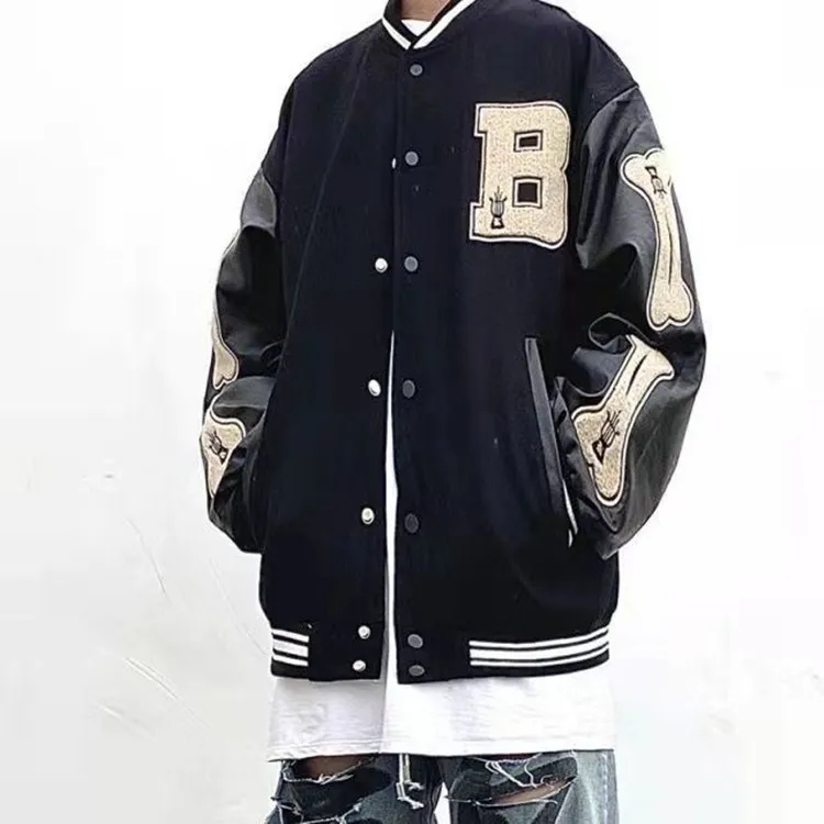 

2021 Autumn And Winter Tops Street Retro Embroidery Baseball Uniform Jacket Men Trendy Brand Hip-hop Loose Color Matching Jacket