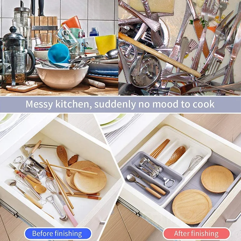 

Kitchen Drawer Organizer, Expandable Adjustable Silverware Organizer/Utensil Drawer Dividers Holder for Flatware