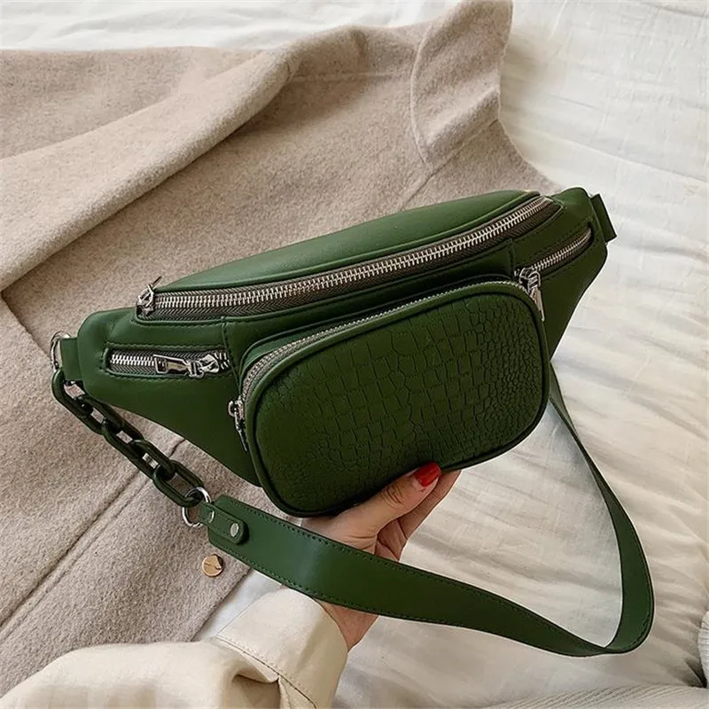 

Fashion Waist Bags For Women Stone Pattern Leather Chain Waist Bag Belt Leisure Chest Pack Women Satchel Belly Band Belt Bag 40