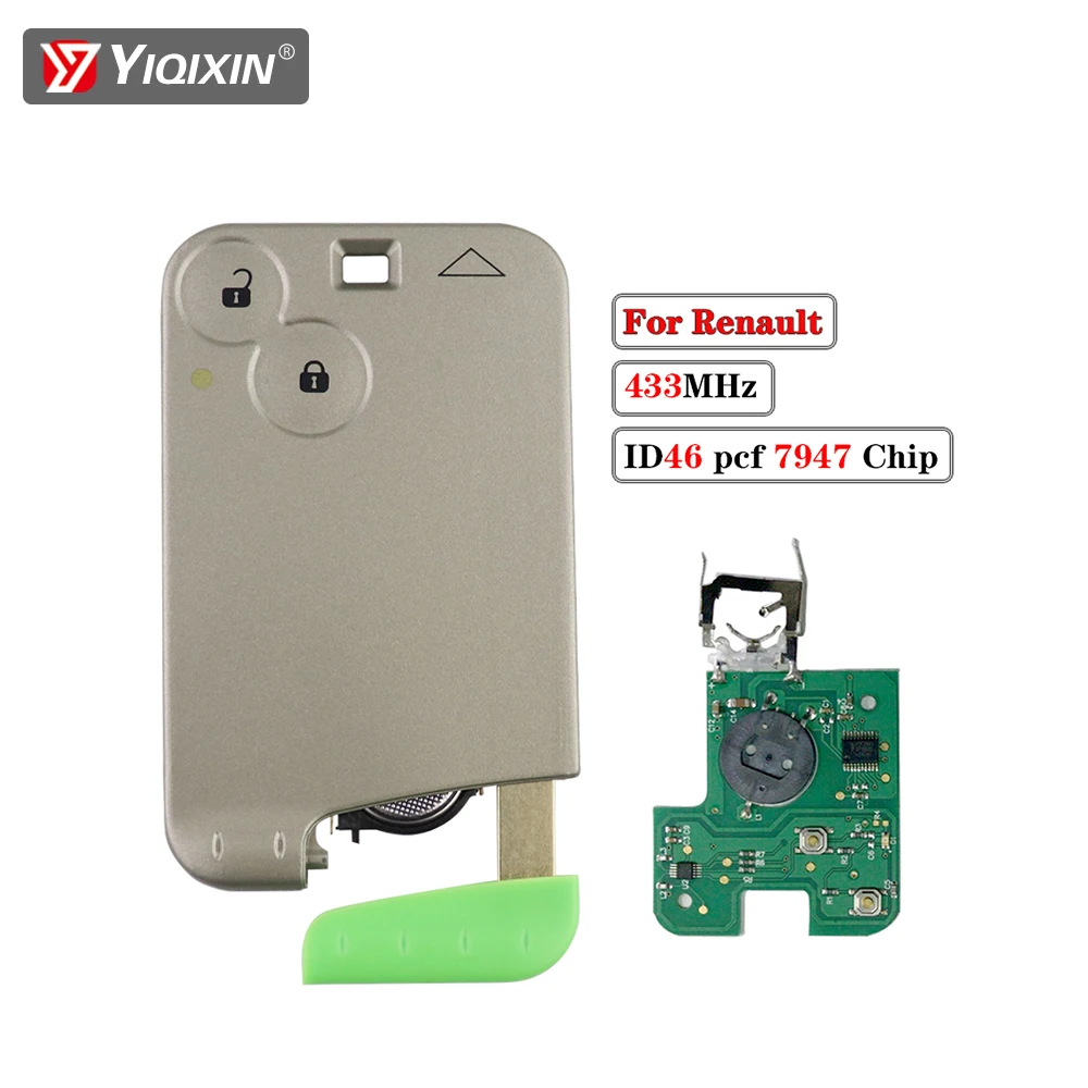 

YIQIXIN 2 кнопки для Renault Laguna Espace 2001-2009 дистанционное управление Автомобильный ключ безключевой вход смарт-карта 433 МГц ID46 PCF7947 чип