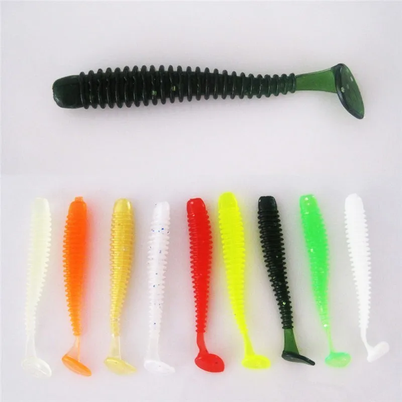 10 шт./лот Мягкая приманка червь рыбацкие воблеры с Т образным хвостом для рыбалки