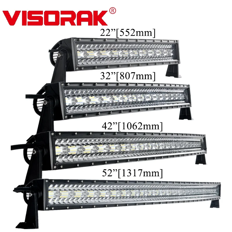 

VISORAK 22 32 42 52 дюймовый трехрядный грузовик изогнусветодиодный светодиодсветильник фара дальнего света Рабочая панель для Volvo Ford SUV автомобил...