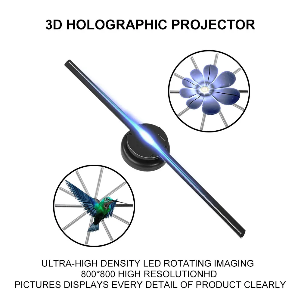 3D Fan Led Sign Holographic Lamp Player Wifi Hologram Projector Advertising Display Hologram Advertising Logo Light Decoration