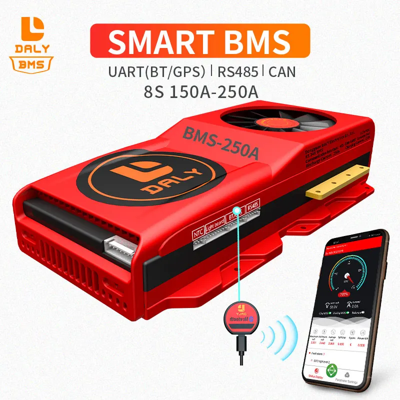 DALY 24V 8S Lifepo4 Smart BMS 3 2 V 150A 200A 250A uart 485 CAN LFP PCM Защитная плата с балансом|Аксессуары для