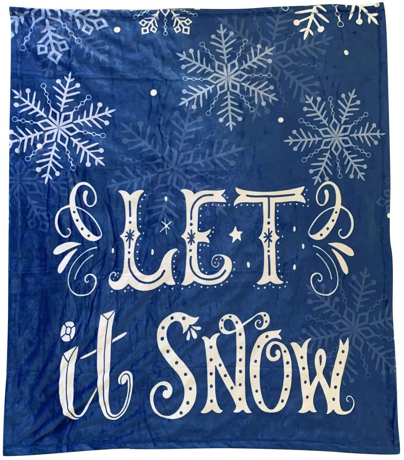 

Christmas Throw Blanket for Couch - 50" x 60", Let It Snow Soft Cozy Fleece Home Decor, Blue, White, Snowflakes, Living Room