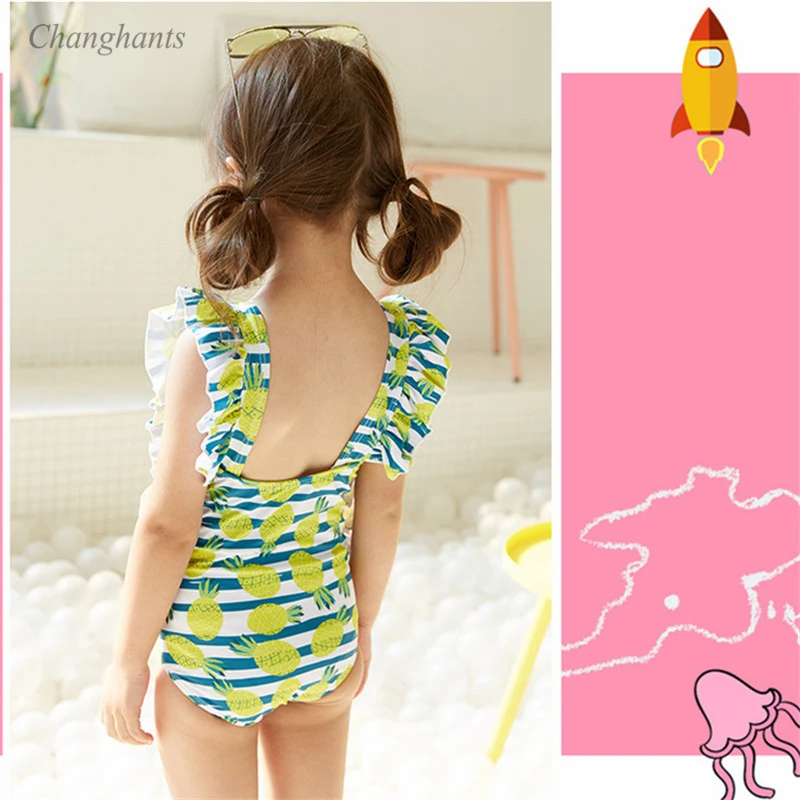 Цельный купальник для девочек 2 10 лет с принтом ананасов Детские купальники