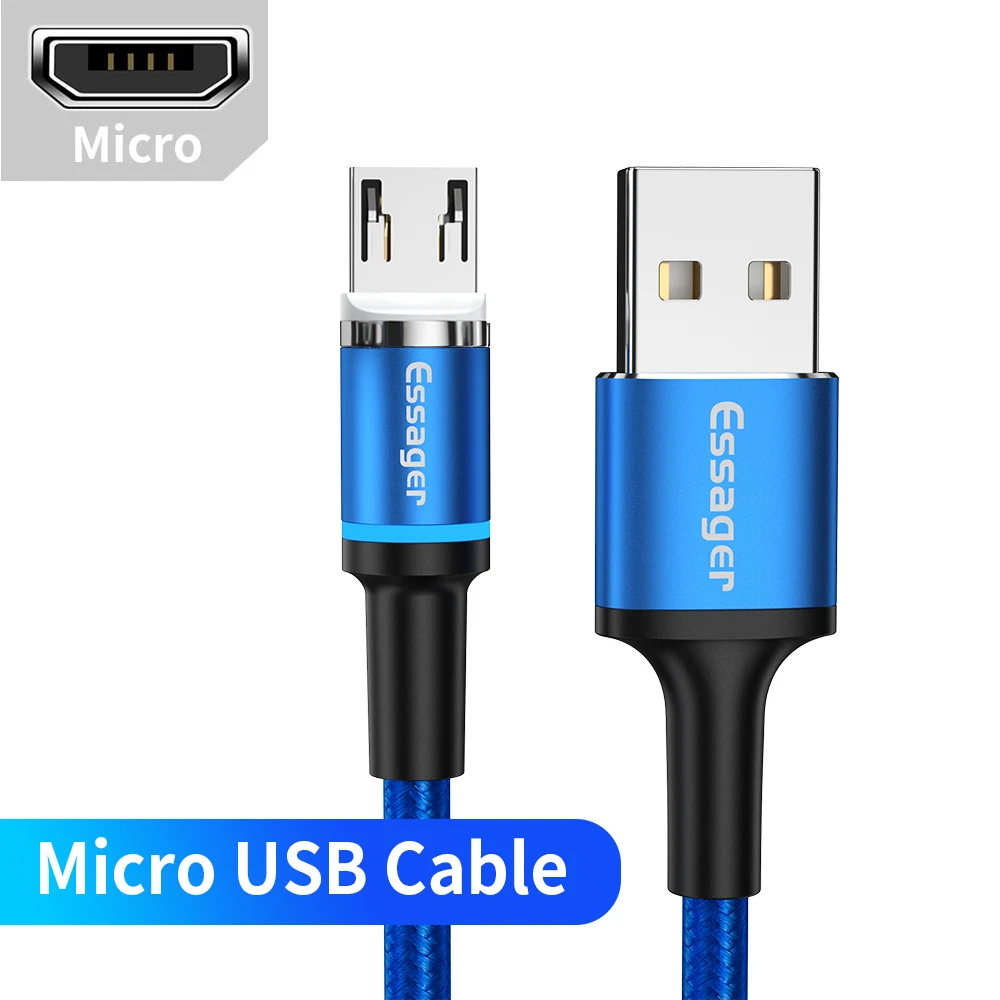 Blue Micro Cable Магнитный кабель Micro USB type C для iPhone samsung Android Быстрая зарядка usb type C кабель 3 м type-C шнур Магнитный адаптер зарядного устройства - Цвет: Blue Micro Cable