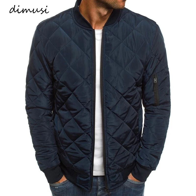 

DIMUSI Autumn Winter Men's Bomber Jacket Male Outwear Thick Warm Parka Fashion Mens Slim Cotton Padded baseball Coats Clothing