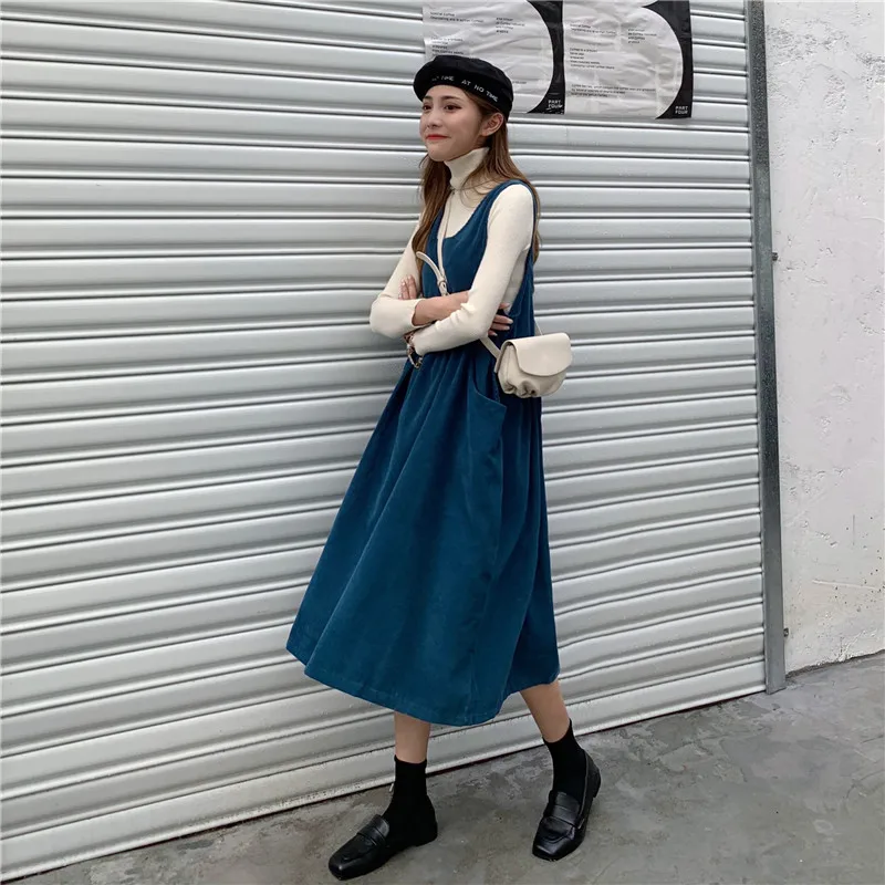 Настоящая Мода корейский стиль осень и зима ретро вельвет свободный тонкий