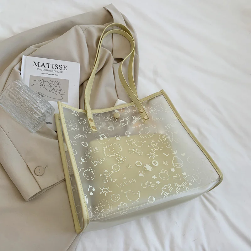 

Summer Transparent Bags 2021 New Fashion Women's Single Shoulder Bag Large Capacity Leisure Tote Bag Women Shoulder Bags
