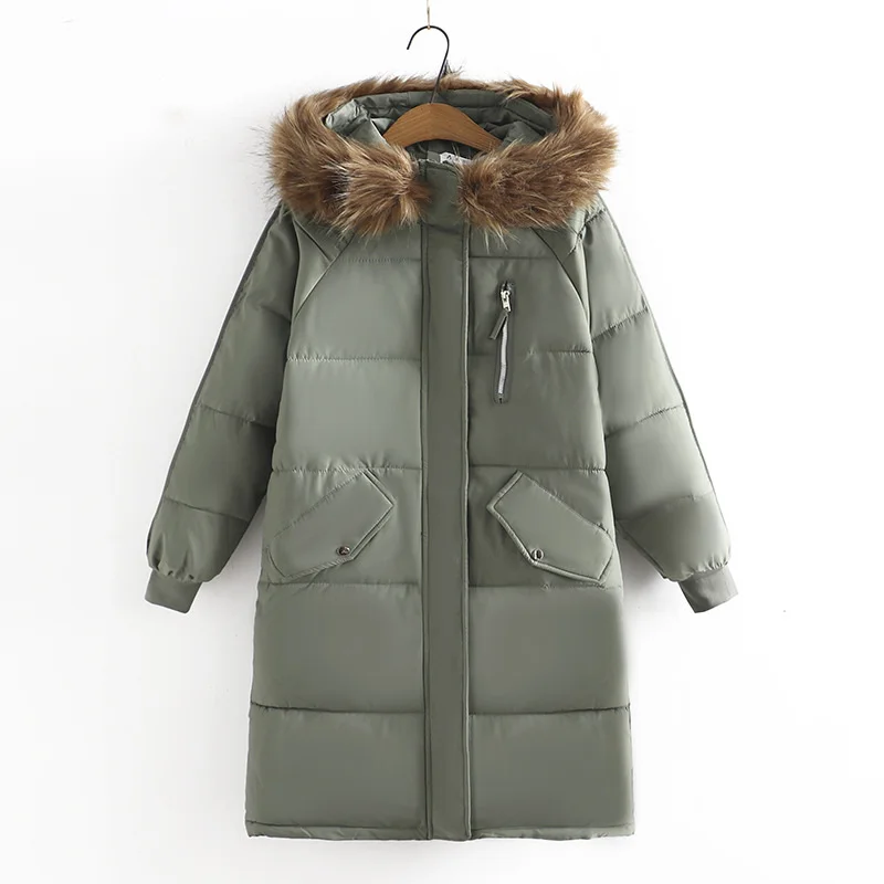 

2021 Plus Size Winter Women's Coat Loose Female Jacket Fur Collar Clothing Thick Warm Windproof Parka XL/4XL