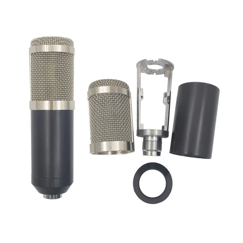 Condensador do Corpo do Telefone Caixa para Microfone Metalizado Preto Prata Cardioide Acessórios Diy 16cm