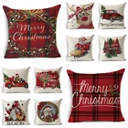 Рождественская льняная наволочка с красным мультяшным рисунком, украшение для дома, чехол для подушки, подходит для детской наволочки 18*18 дюймов