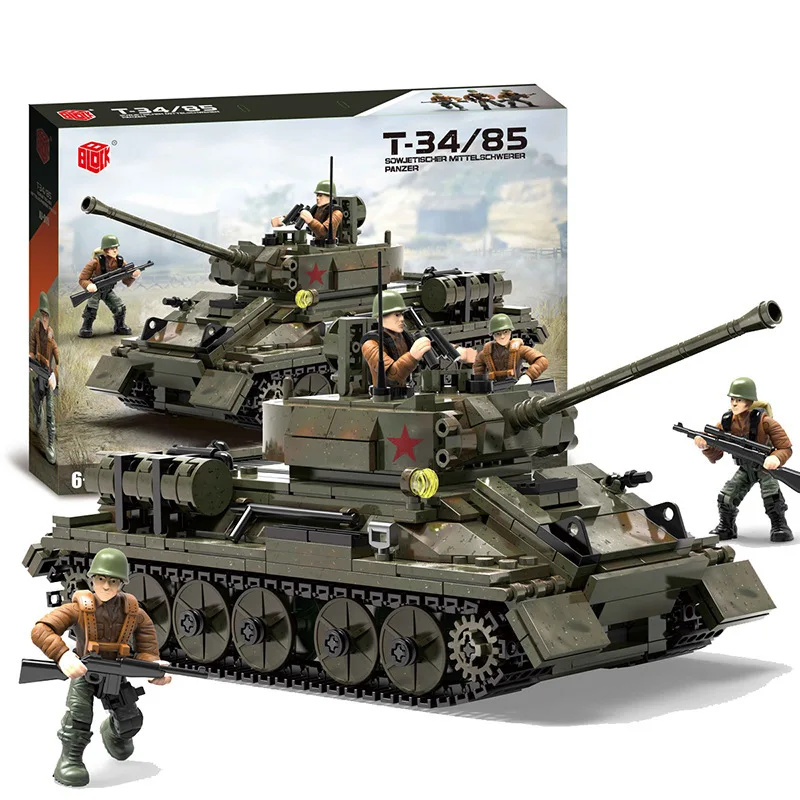 

Новый 854 шт. советский T-34-85 средний танк модель из строительных блоков в стиле милитари WW2 армейские солдатские Бикс игрушки для детей, подар...