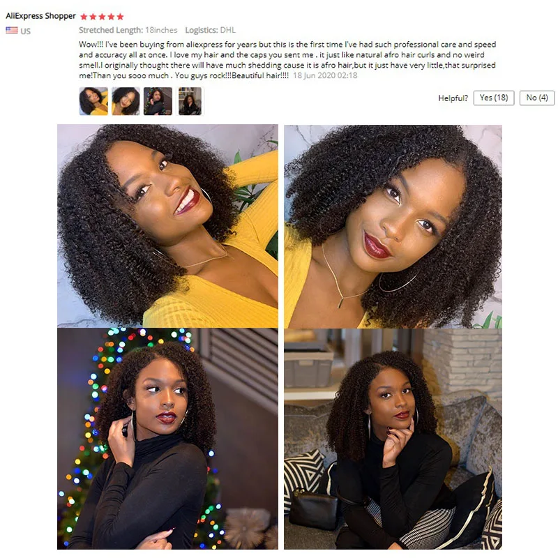 Монгольские афро кудрявые пряди волос 100% человеческие волосы с закрытием 4B 4C