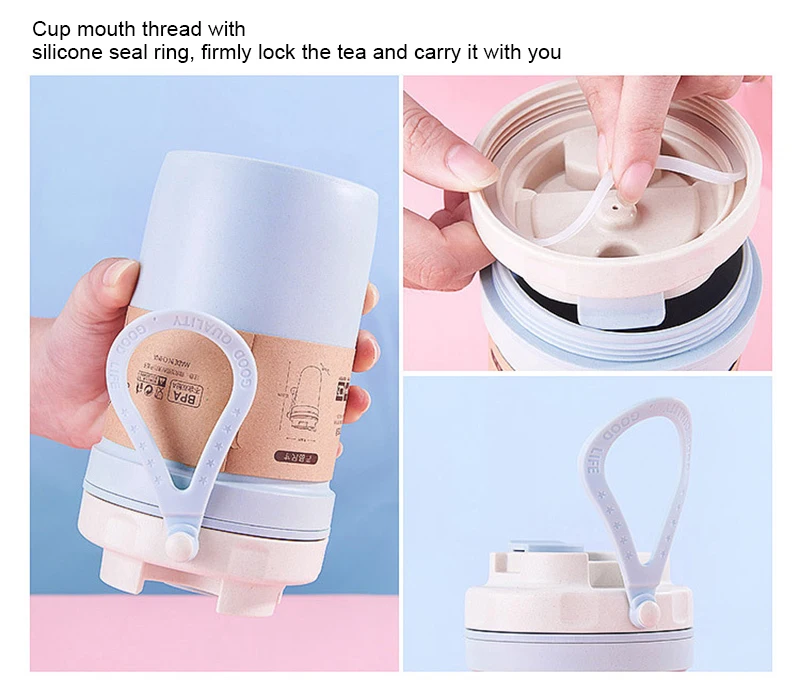 Экологичный двухслойный термос из бамбукового волокна Герметичный вакуумный с